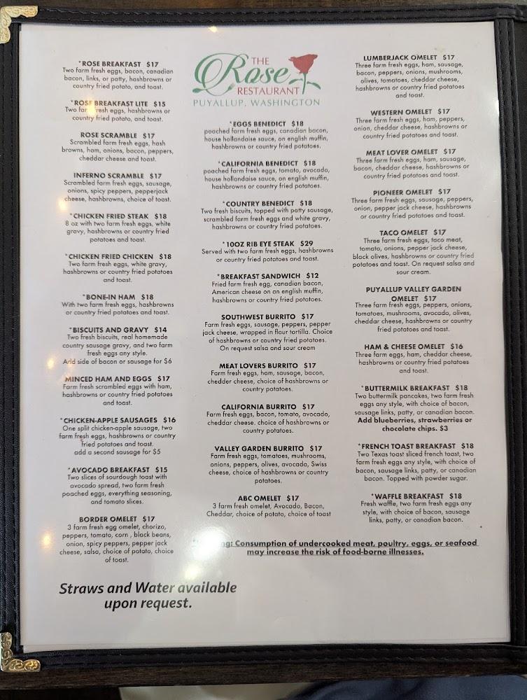 The Rose Restaurant Menu image 1